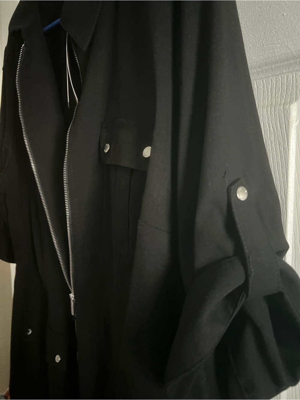Michael Kors Black Zip-Front Utility Shirt Dress - Picture 6 of 7